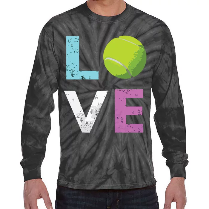 Girls Love Tennis Best Fun Birthday Gift Tie-Dye Long Sleeve Shirt