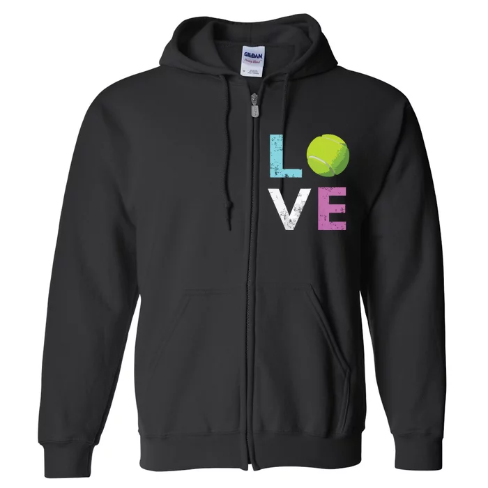 Girls Love Tennis Best Fun Birthday Gift Full Zip Hoodie