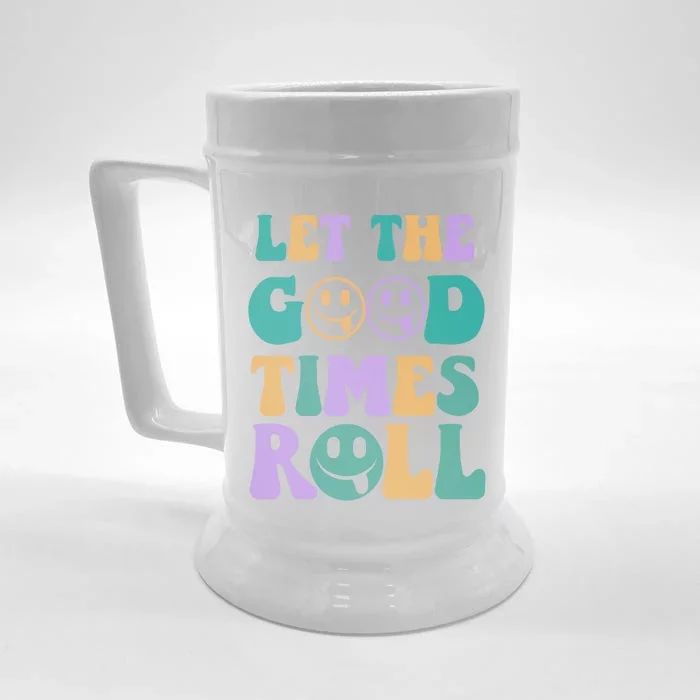 Groovy Let The Good Times Roll Mardi Gras Funny Gift Front & Back Beer Stein