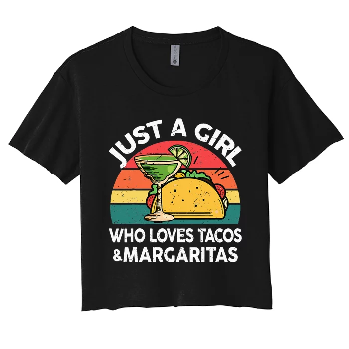 Girl Love Tacos Margarita Cinco De Mayo Mexican Women Women's Crop Top Tee