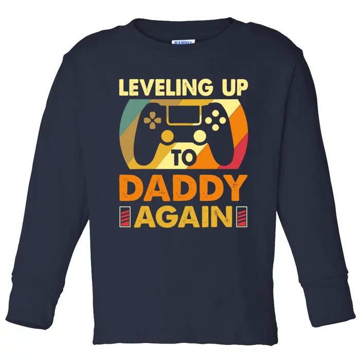 Gamer Leveling Up To Daddy Again Pregnancy Announcement Toddler Long Sleeve Shirt