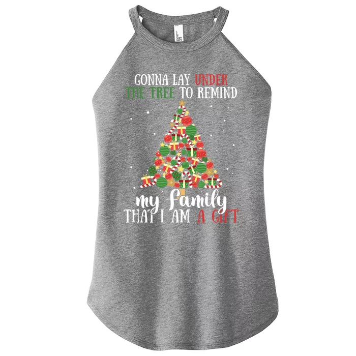 Gonna Lay Under The Tree To Remind My Family Funny Christmas Gift Women’s Perfect Tri Rocker Tank