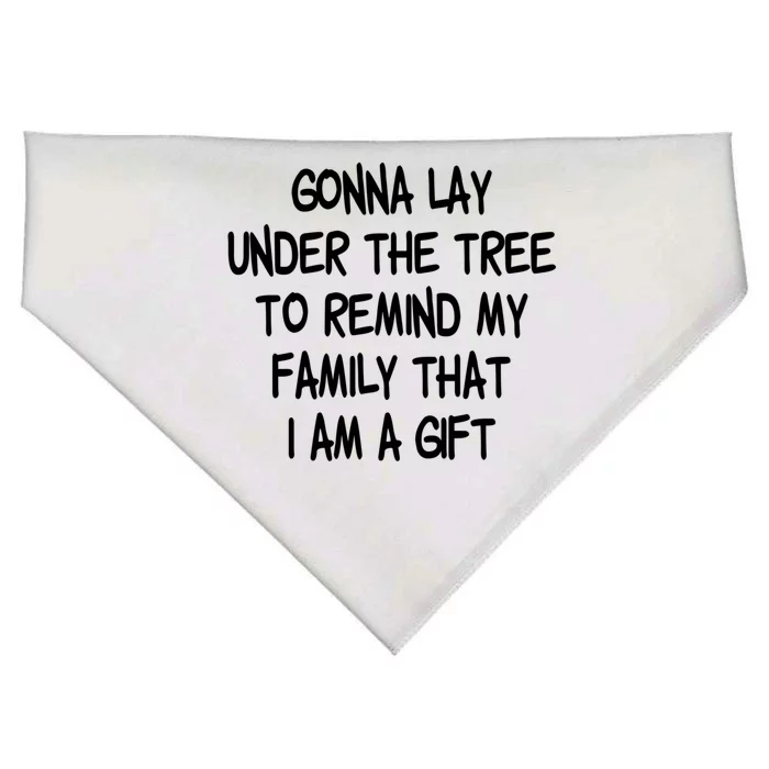 Gonna Lay Under The Tree Cuz I Am A Gift Funny Family Xmas Gift USA-Made Doggie Bandana