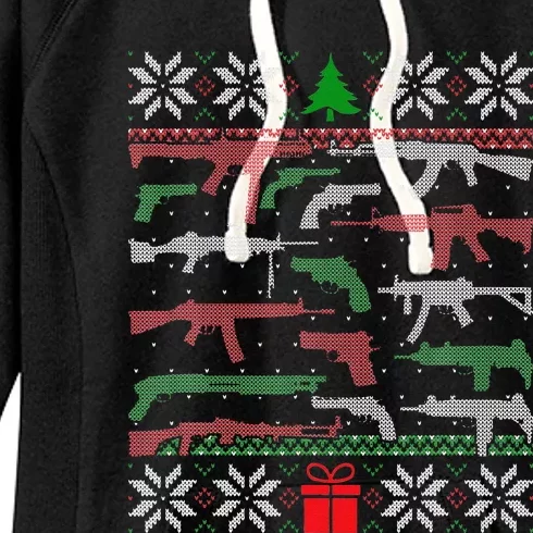 Gun Lovers Ugly Christmas 2nd Amendment Gun Enthusiast Xmas Women's Fleece Hoodie