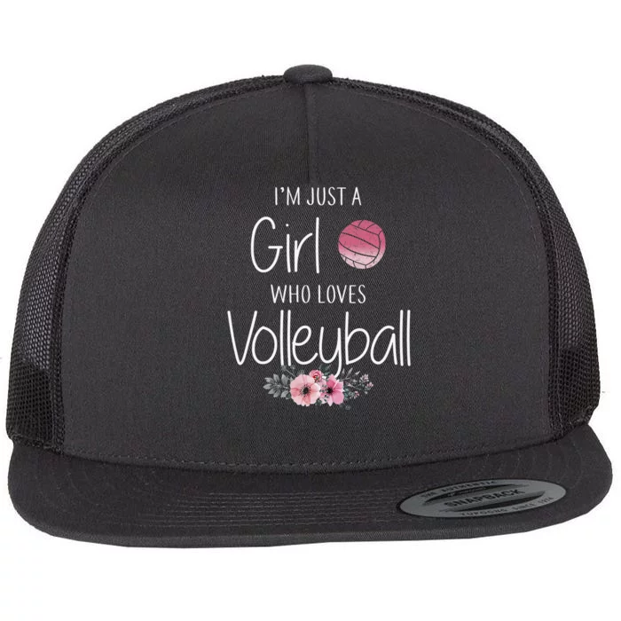 Girls Love Volleyball Best Fun Birthday Gift Flat Bill Trucker Hat