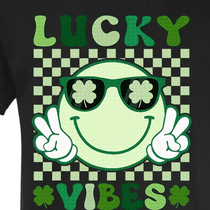 Groovy Lucky Vibes Shamrock St Patricks Day Garment-Dyed Heavyweight T-Shirt