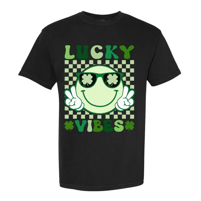 Groovy Lucky Vibes Shamrock St Patricks Day Garment-Dyed Heavyweight T-Shirt