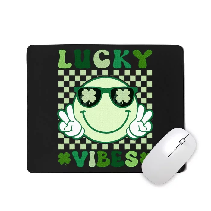 Groovy Lucky Vibes Shamrock St Patricks Day Mousepad