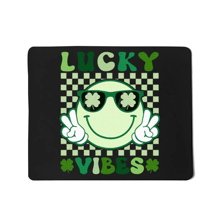 Groovy Lucky Vibes Shamrock St Patricks Day Mousepad