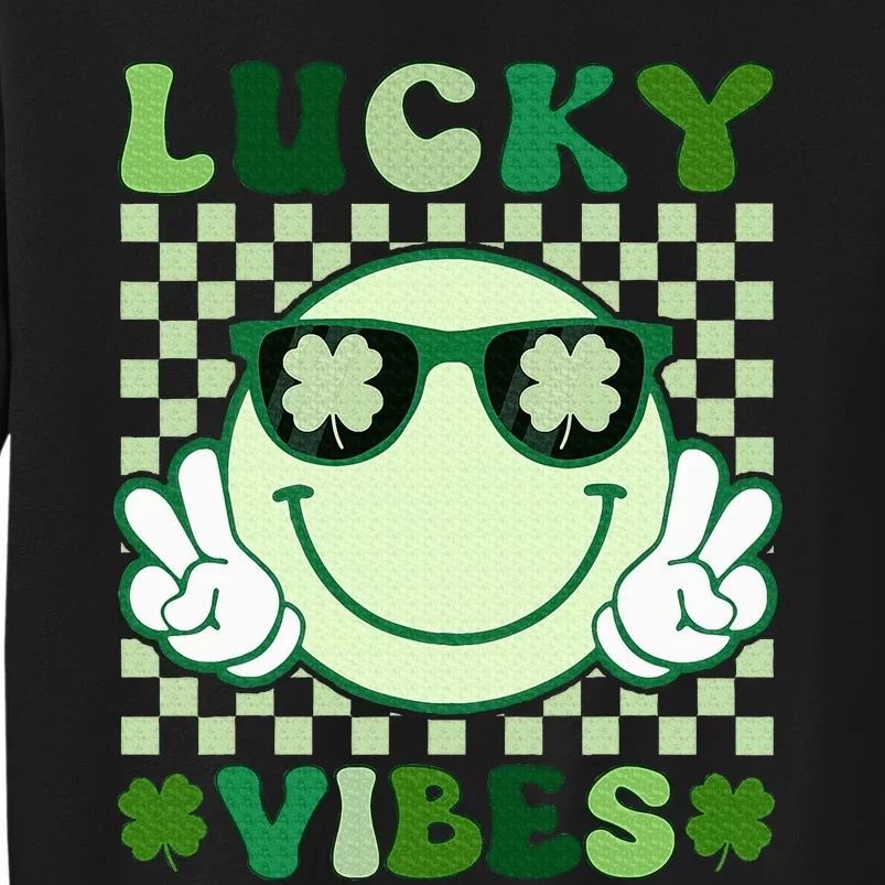 Groovy Lucky Vibes Shamrock St Patricks Day Tall Sweatshirt