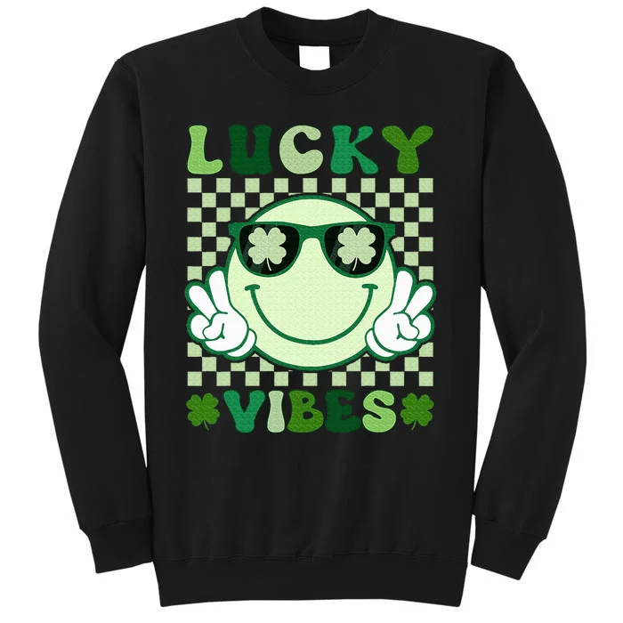 Groovy Lucky Vibes Shamrock St Patricks Day Tall Sweatshirt