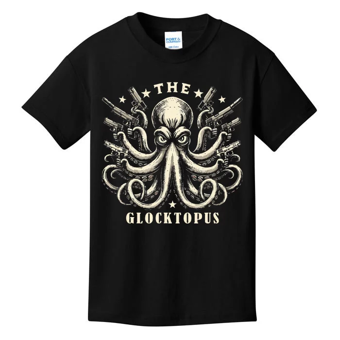 Gun Lover Vintage Squid Octopus Kids T-Shirt