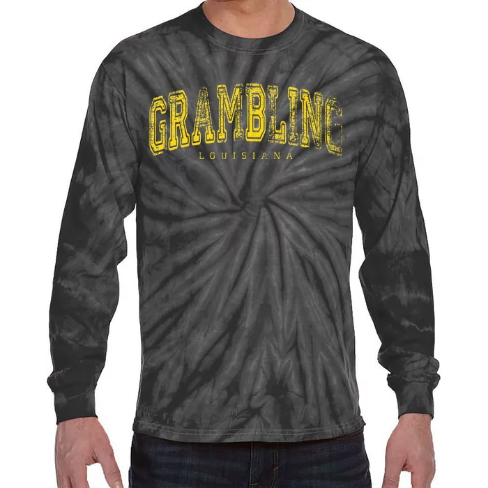 Grambling Louisiana Vintage Retro Us City State Travel Tie-Dye Long Sleeve Shirt