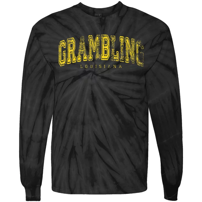 Grambling Louisiana Vintage Retro Us City State Travel Tie-Dye Long Sleeve Shirt