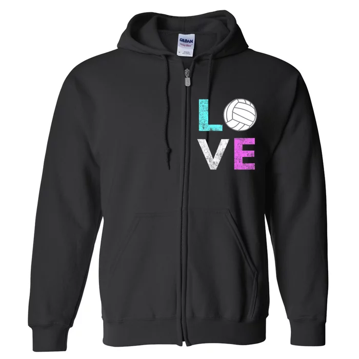 Girls Love Volleyball Best Fun Birthday Gift TShirt Full Zip Hoodie