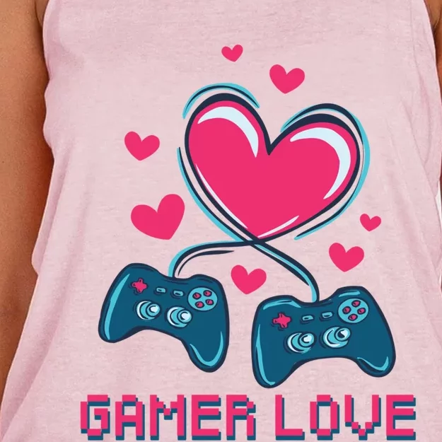 Gamer Love Video Games Funny Gamer For Valentines Day Gift Women's Knotted Racerback Tank