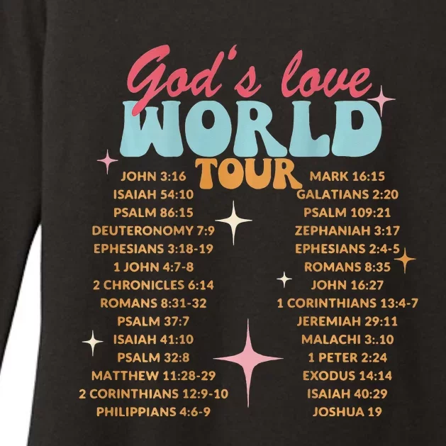 God's Love World Tour Christian Bible Verse Aesthetic (Back) Womens CVC Long Sleeve Shirt