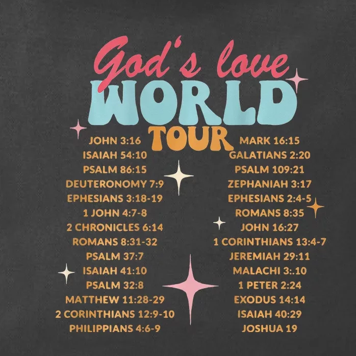 God's Love World Tour Christian Bible Verse Aesthetic (Back) Zip Tote Bag