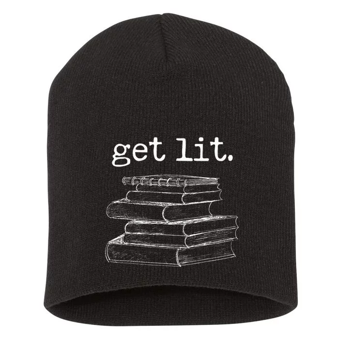 Get Lit With Books Funny Meme Book Lover Reading Short Acrylic Beanie