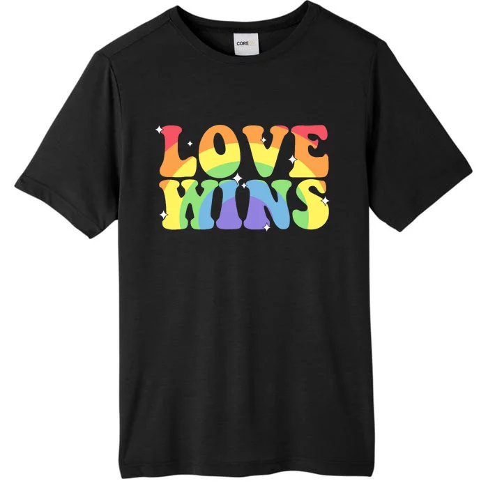 Groovy Love Wins Rainbow Pride Flag Colors LGBT Queer Ally ChromaSoft Performance T-Shirt