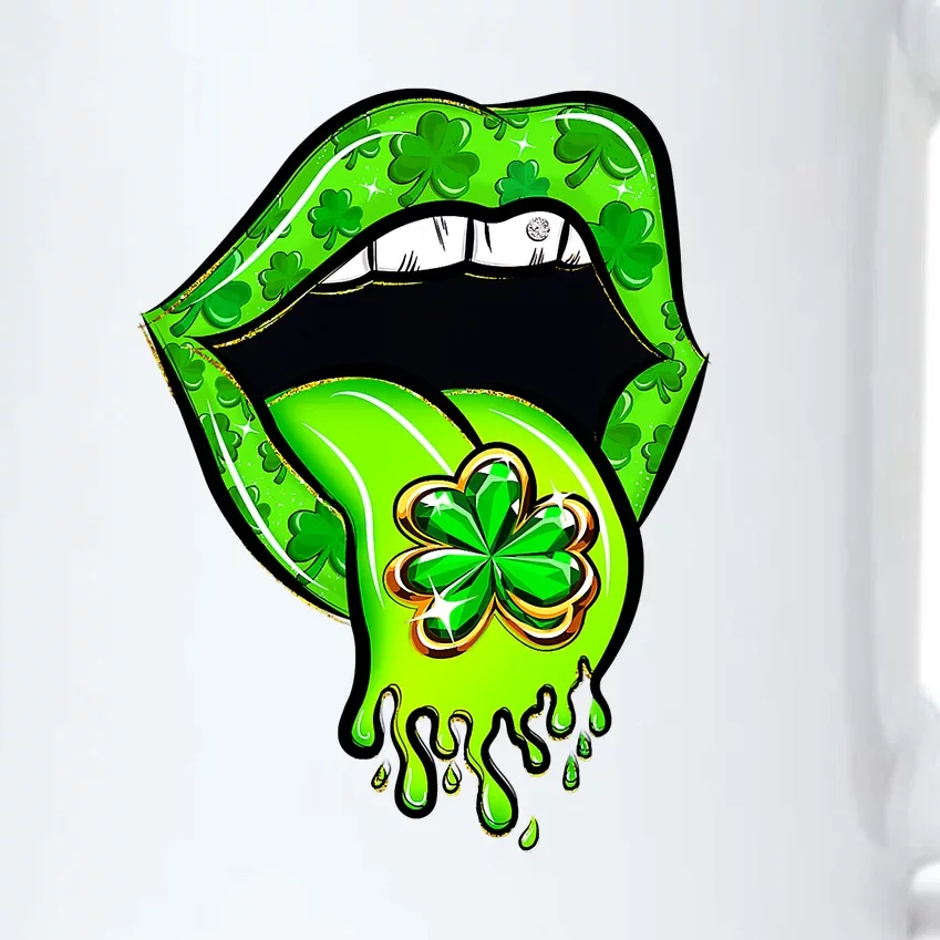 Green Lips With Tongue Shamrock Funny St Patrick's Day Black Color Changing Mug