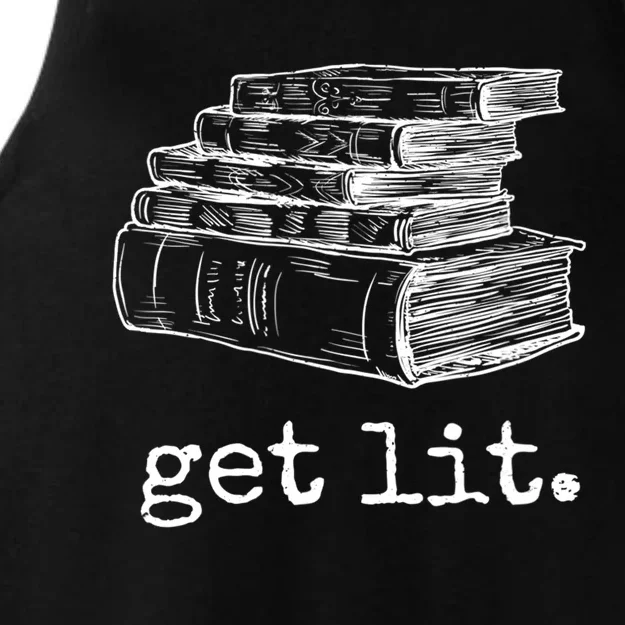 Get Lit With Books Funny Meme Gift For Book Lover, Reading TShirt Ladies Tri-Blend Wicking Tank