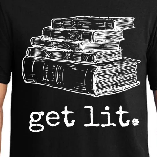 Get Lit With Books Funny Meme Gift For Book Lover, Reading TShirt Pajama Set