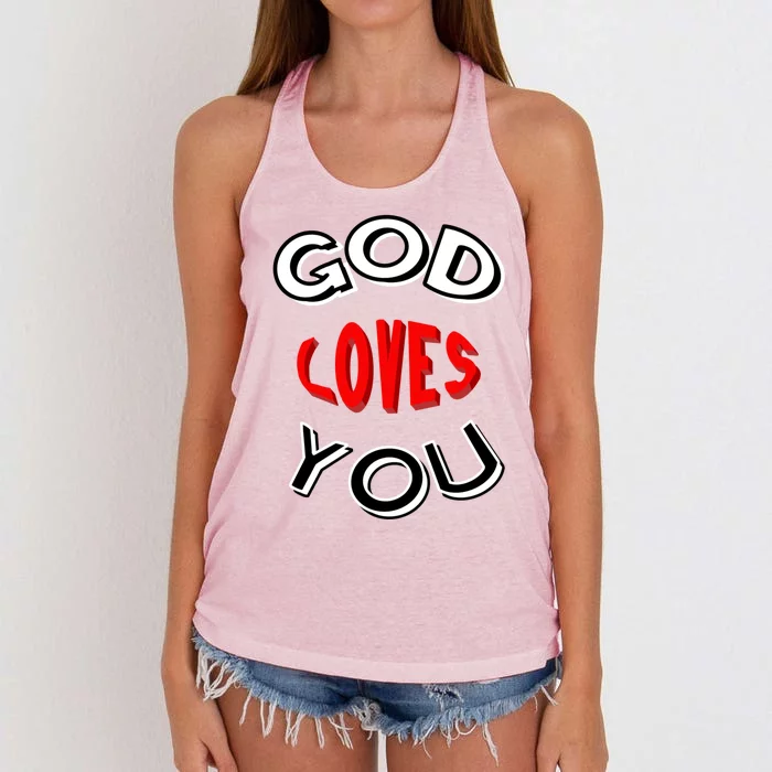 God Loves You Gift Women's Knotted Racerback Tank