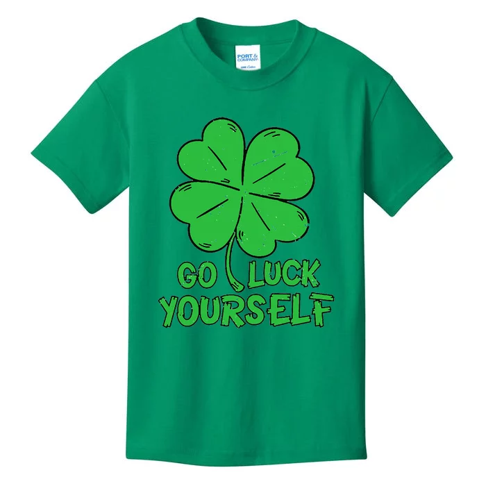 Go Luck Yourself St Patrick's Day Four Leaf Clover Lucky Kids T-Shirt