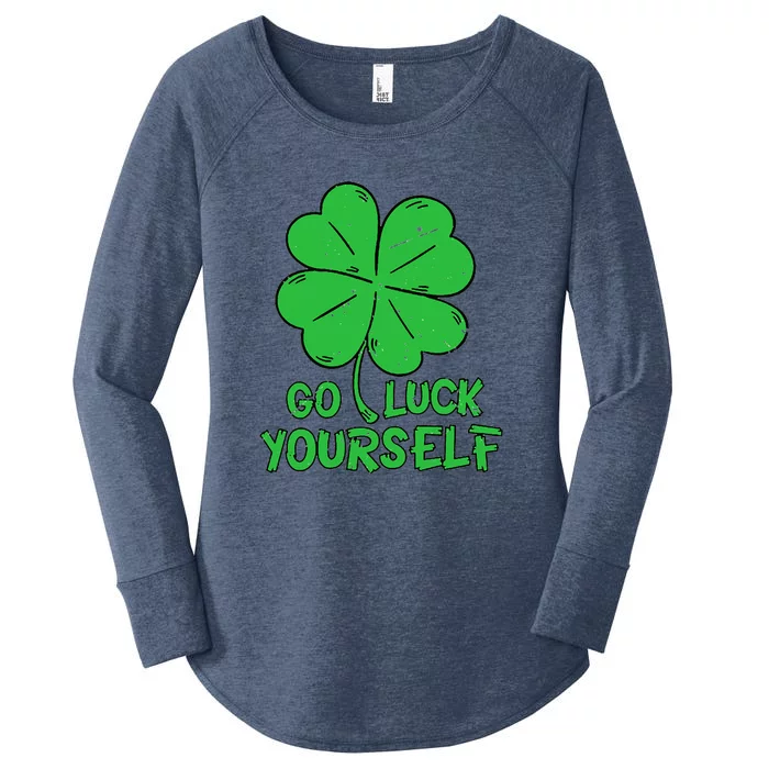 Go Luck Yourself St Patrick's Day Four Leaf Clover Lucky Women's Perfect Tri Tunic Long Sleeve Shirt