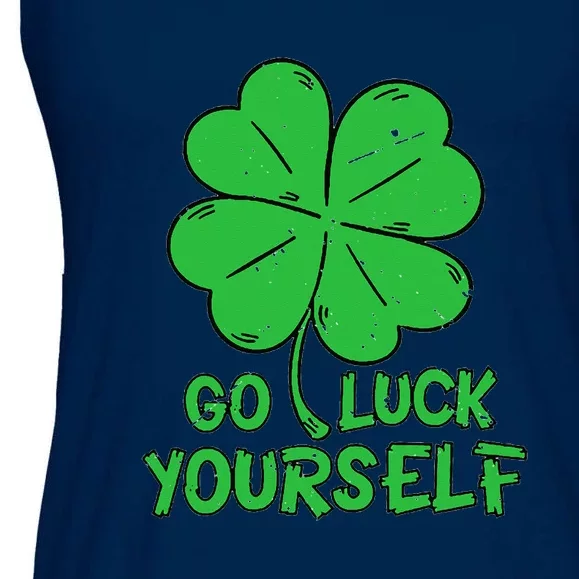 Go Luck Yourself St Patrick's Day Four Leaf Clover Lucky Ladies Essential Flowy Tank