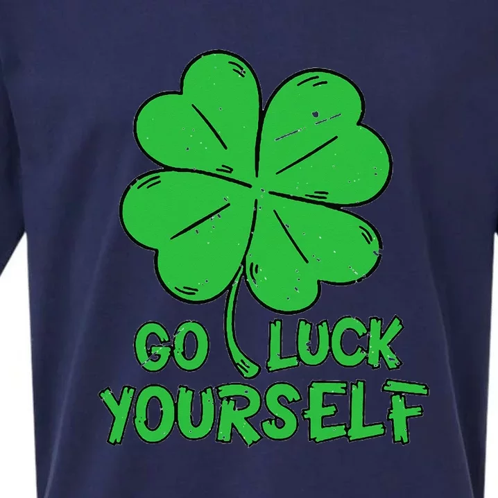 Go Luck Yourself St Patrick's Day Four Leaf Clover Lucky Sueded Cloud Jersey T-Shirt