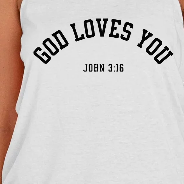 God Loves You John 316 Christian Inspirational Faith Based Women's Knotted Racerback Tank