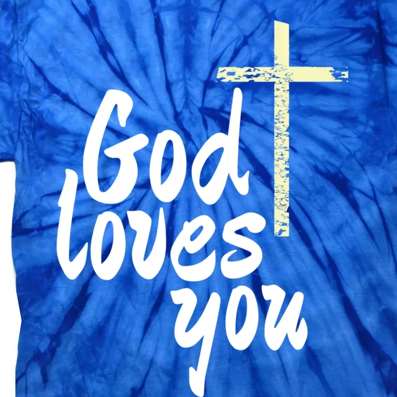 God Loves You Big Christian Cross Gift Tie-Dye T-Shirt