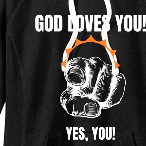 God Loves You Christian Faithful Funny Gift Jesus Religious Halo Gift Women's Fleece Hoodie