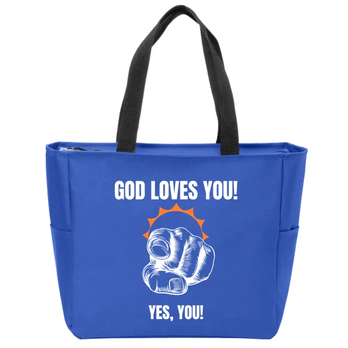 God Loves You Christian Faithful Funny Gift Jesus Religious Halo Gift Zip Tote Bag