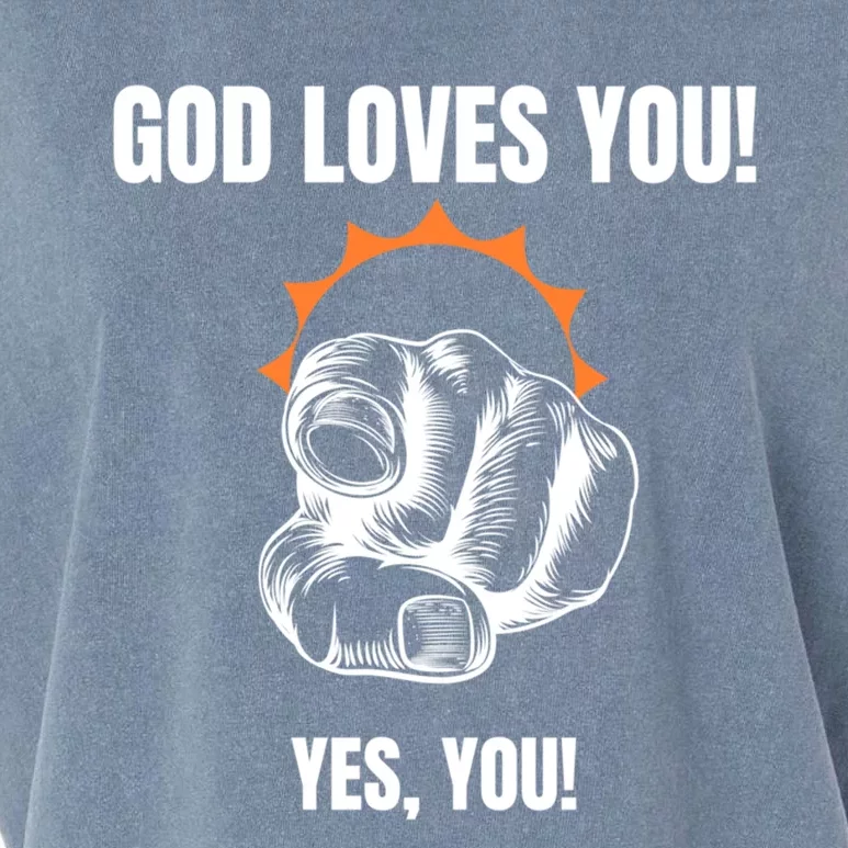 God Loves You Christian Faithful Funny Gift Jesus Religious Halo Gift Garment-Dyed Women's Muscle Tee