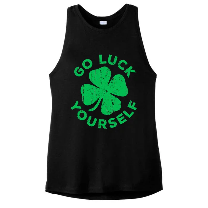 Go Luck Yourself Shirt St Patrick Day Ladies Tri-Blend Wicking Tank