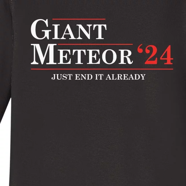 Giant Meteor 24 Election 2024 Funny Baby Long Sleeve Bodysuit