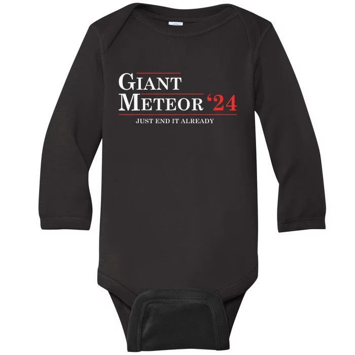 Giant Meteor 24 Election 2024 Funny Baby Long Sleeve Bodysuit