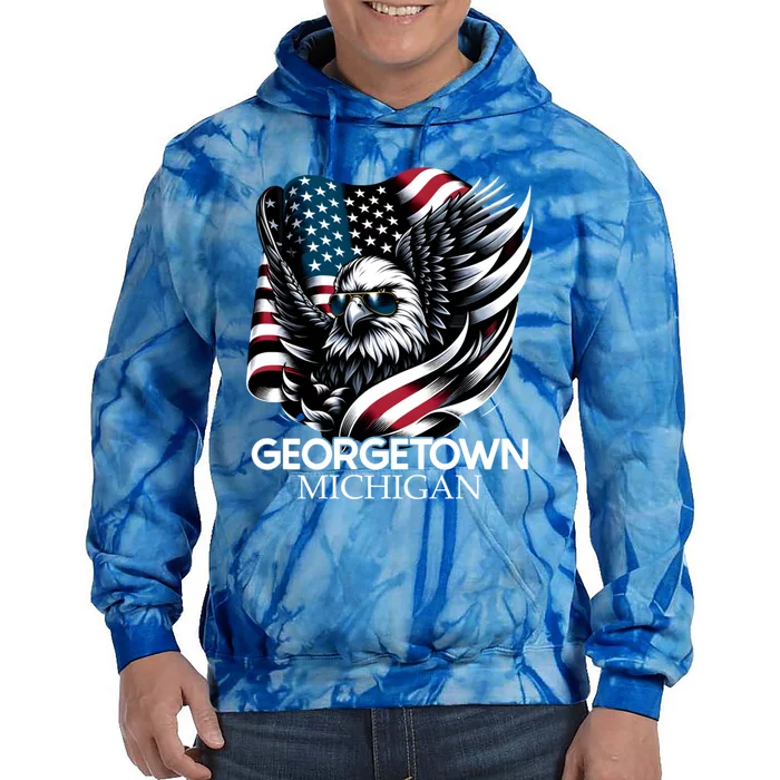 Georgetown Michigan 4th Of July Usa American Flag Gift Tie Dye Hoodie