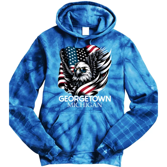 Georgetown Michigan 4th Of July Usa American Flag Gift Tie Dye Hoodie