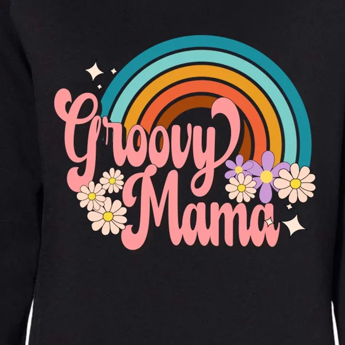 Groovy Mama 70s Retro Hippie 70s Floral Rainbow Mom Style Womens California Wash Sweatshirt