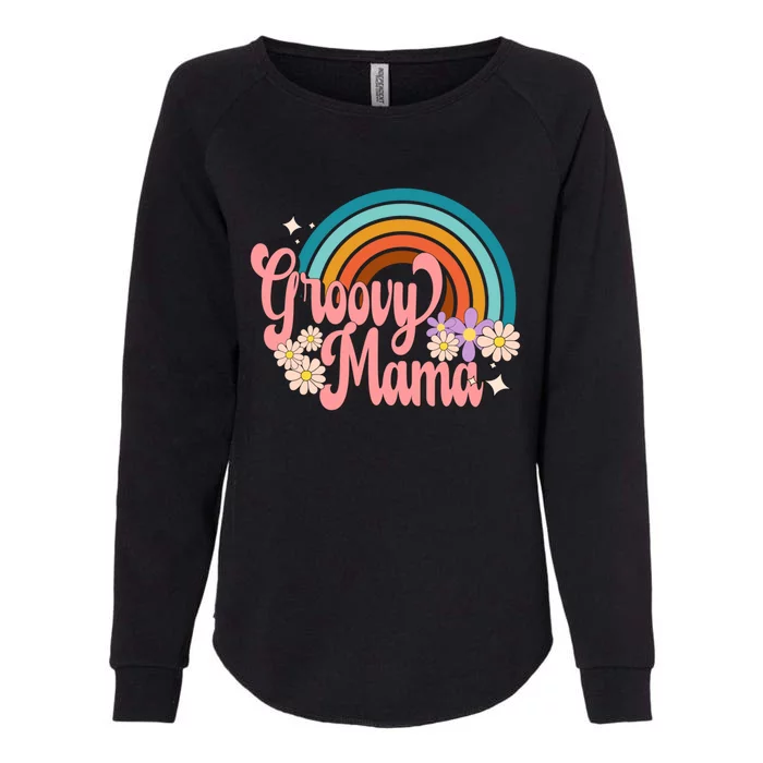 Groovy Mama 70s Retro Hippie 70s Floral Rainbow Mom Style Womens California Wash Sweatshirt