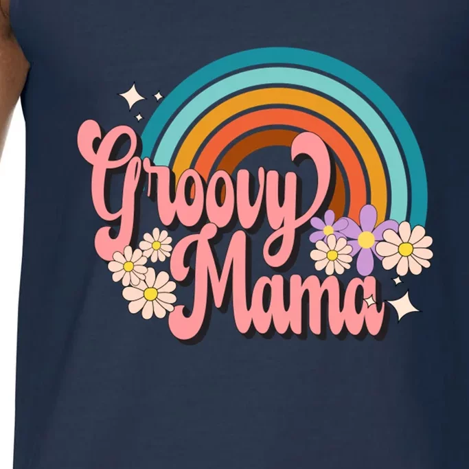 Groovy Mama 70s Retro Hippie 70s Floral Rainbow Mom Style Comfort Colors® Tank Top