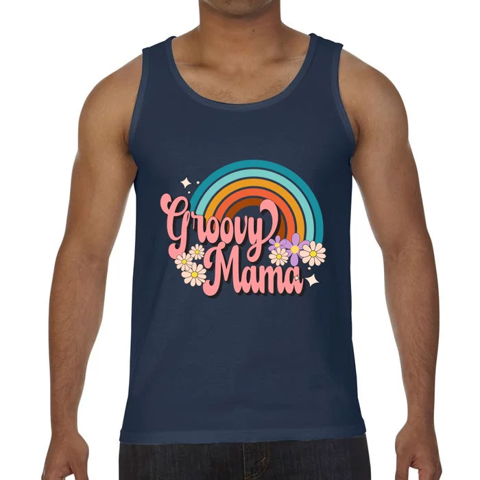 Groovy Mama 70s Retro Hippie 70s Floral Rainbow Mom Style Comfort Colors® Tank Top