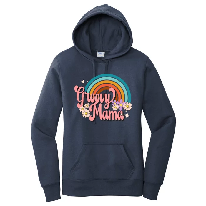 Groovy Mama 70s Retro Hippie 70s Floral Rainbow Mom Style Women's Pullover Hoodie