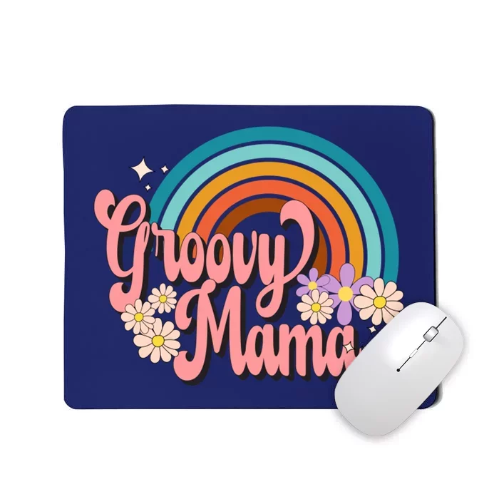 Groovy Mama 70s Retro Hippie 70s Floral Rainbow Mom Style Mousepad