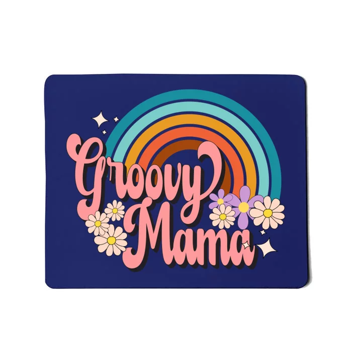 Groovy Mama 70s Retro Hippie 70s Floral Rainbow Mom Style Mousepad