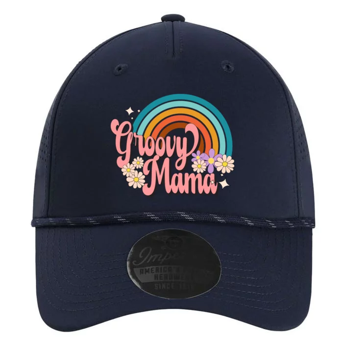 Groovy Mama 70s Retro Hippie 70s Floral Rainbow Mom Style Performance The Dyno Cap